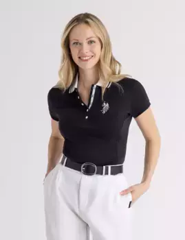 Футболка U.S. Polo Assn Stripe Collar Pique, черный