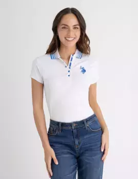 Футболка U.S. Polo Assn Stripe Collar Pique, белый