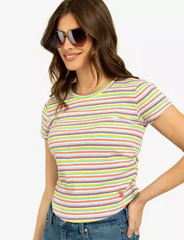 Футболка U.S. Polo Assn. Stripe Ruched Side, белый