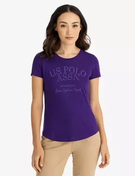 Футболка U.S. Polo Assn. Tonal Flocked Semi Scoop Jersey, фиолетовый