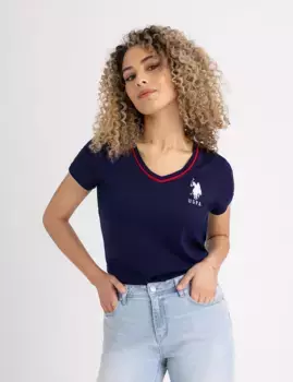 Футболка U.S. Polo Assn Triple Crown V-neck, темно-синий