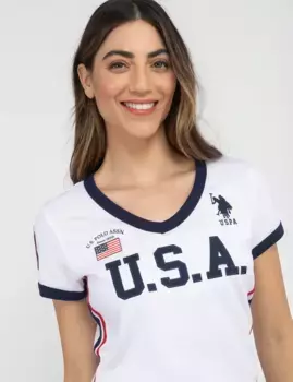 Футболка U.S. Polo Assn Usa Signature Stripe, белый/темно-синий