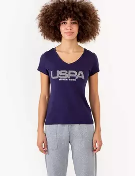 Футболка U.S. Polo Assn. Uspa Stud Embellished V-neck, синий