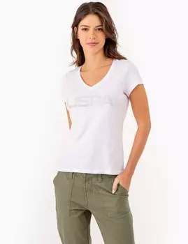 Футболка U.S. Polo Assn. Uspa Stud Embellished V-neck, белый