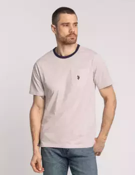 Футболка U.S. Polo Assn Yarn Dye Stripe Jersey With Pocket, светло-красный