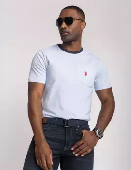 Футболка U.S. Polo Assn Yarn Dye Stripe Jersey With Pocket, светло-голубой
