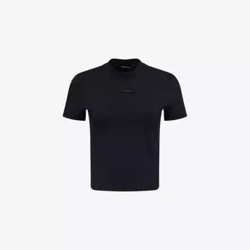 Футболка укороченная Jacquemus с логотипом-аппликацией, черный