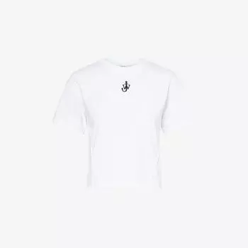 Футболка укороченная Jw Anderson с вышивкой якоря, белый