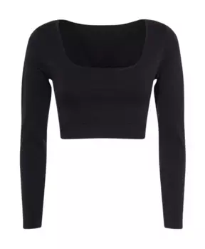 Футболка укороченная с длинным рукавом бесшовная F**K, черный