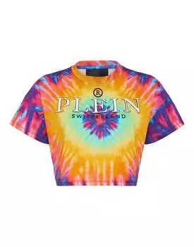 Футболка укороченная с круглым вырезом SS Tie dye PHILIPP PLEIN, мультиколор