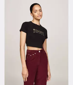 Футболка укороченная Tommy Jeans Cropped Fit, черный
