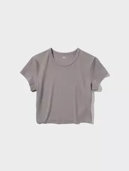 Футболка укороченная ультра-стрейч airism Uniqlo, цвет 36 коричневый