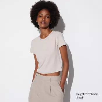 Футболка укороченная Uniqlo AIRism ультра стрейч, естественный