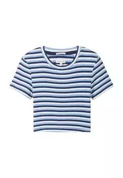 Футболка укороченная, в полоску, детская TOM TAILOR, цвет Navy Middle