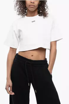 Футболка укороченная в рубчик Off-White For Ever, белый