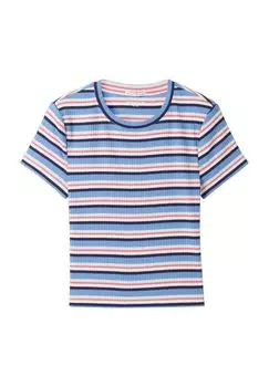 Футболка укороченного кроя, в полоску, детская TOM TAILOR, цвет Blue Multicolour