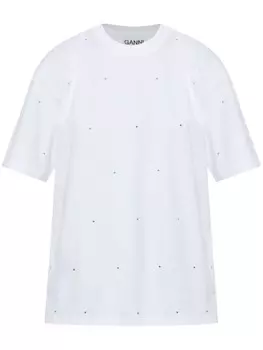 Футболка, украшенная кристаллами GANNI, белый
