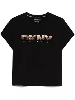 Футболка, украшенная пайетками DKNY, черный