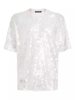 Футболка, украшенная пайетками DOLCE & GABBANA, белый