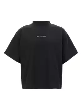 Футболка, украшенная стразами BALENCIAGA, черный