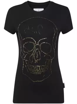 Футболка, украшенная стразами Philipp Plein, черный