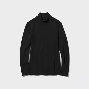 Футболка ультра теплая Uniqlo Heattech с высоким воротником, черный
