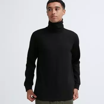 Футболка ультра теплая Uniqlo Heattech с воротником, черный