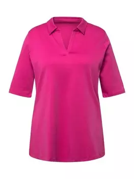 Футболка Ulla Popken Poloshirt, цвет fuchsia pink