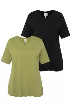 Футболка Ulla Popken Shirt, цвет green/black