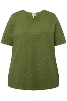 Футболка Ulla Popken Shirt, цвет olive/emerald