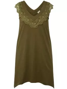 Футболка Ulla Popken Strick Top, цвет dunkles olive