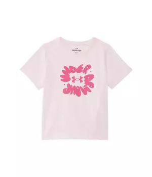 Футболка Under Armour Kids Bubble Wordmark Short, цвет Prime Pink/Shaded Fuchsia/Shaded Fuchsia