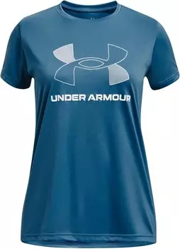 Футболка Under Armour Kids Tech Big Logo Short Sleeve T-Shirt, цвет Cosmic Blue/White
