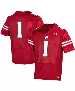 Футболка Under Armour Men's #1 Red Wisconsin Badgers, красный/белый
