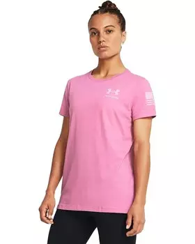 Футболка Under Armour New Freedom Banner, цвет Pink Edge/Pink