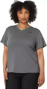 Футболка Under Armour Plus Size Tech Short Sleeve V-Neck Solid, цвет Castlerock/Black