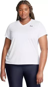 Футболка Under Armour Plus Size Tech Short Sleeve V-Neck Solid, цвет White/Black