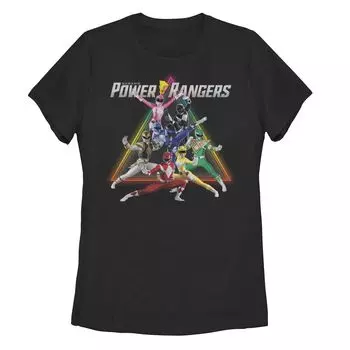 Футболка юниорской команды Power Rangers Group Shot с треугольниками и радужной отделкой Licensed Character