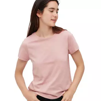 Футболка Uniqlo 100% Supima Cotton Crew Neck, розовый