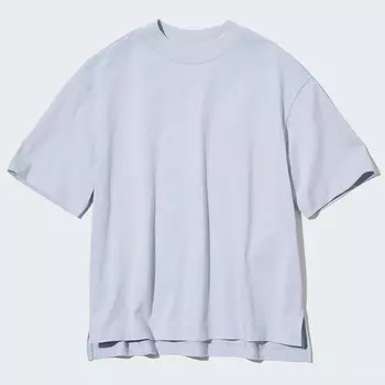 Футболка Uniqlo Airism Cotton Short Sleeved, светло-голубой