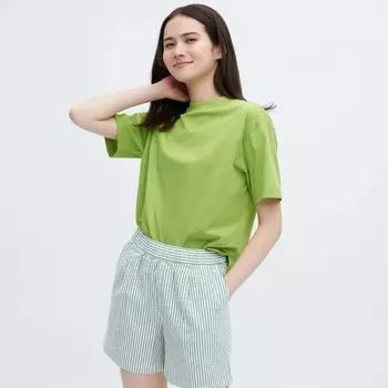 Футболка Uniqlo Airism Cotton Short Sleeved, светло-зеленый