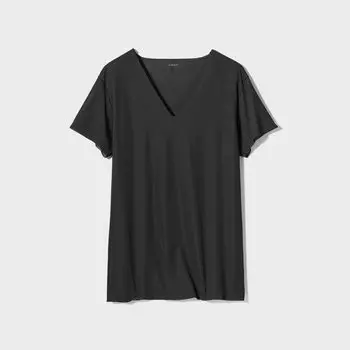 Футболка Uniqlo Airism Deodorant Mesh с V-образным вырезом, черный