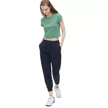 Футболка Uniqlo AIRism Extra Soft Cropped Sleeved, зеленый