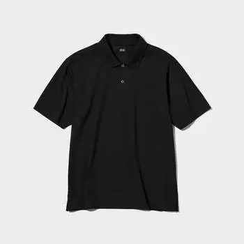 Футболка Uniqlo AIRism Polo Short Sleeve, черный