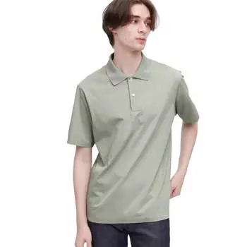 Футболка Uniqlo AIRism Polo Short Sleeve, светло-зеленый