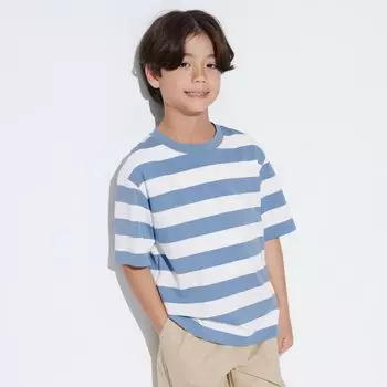 Футболка UNIQLO AIRism с хлопковой каймой, синий