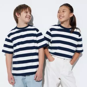 Футболка UNIQLO AIRism с хлопковой каймой, темно-синий