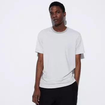 Футболка Uniqlo Airism с круглым вырезом и каймой, серый