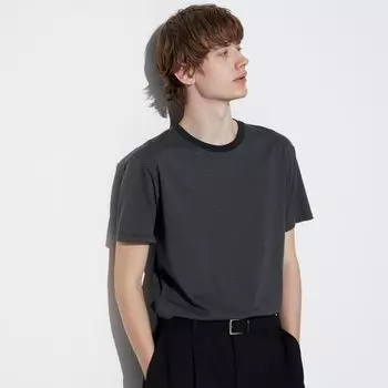 Футболка Uniqlo Airism с круглым вырезом и каймой, черный