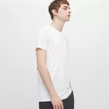 Футболка Uniqlo Airism с круглым вырезом с короткими рукавами, белый